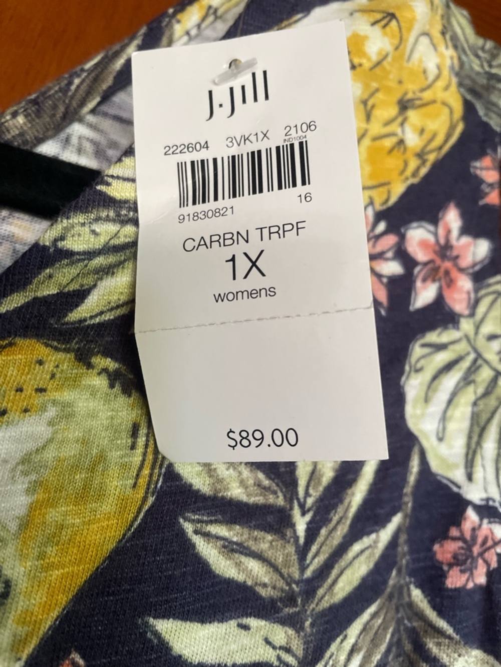 J. Jill Navy Tropical Pineapple Print V-Neck Sundress - Picture 4 of 6
